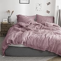 Vista 19 de Simple&Opulence - Juego de funda de edredón 100 % lino, 2 piezas con cierre de botón de coco, de lino francés lavado, color liso, suave