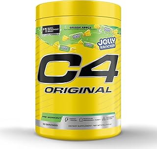 C4 Original Pre Workout – Jolly Rancher Green Apple - Pre-Workout for Endurance, Focus & Performance with 200mg Caffeine, Beta-Alanine, Creatine Nitrate, L-Arginine & PeptiPump – 50 Servings