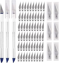 Upgrade Precision Hobby Knife Set, 3 Pens Handles+ 63 Spare Replacement Blades with Cap Mini Craft Utility Knife Cutting Tools Kit for DIY Art, Pencil, Stencil, Carving Work, Scrapbooking
