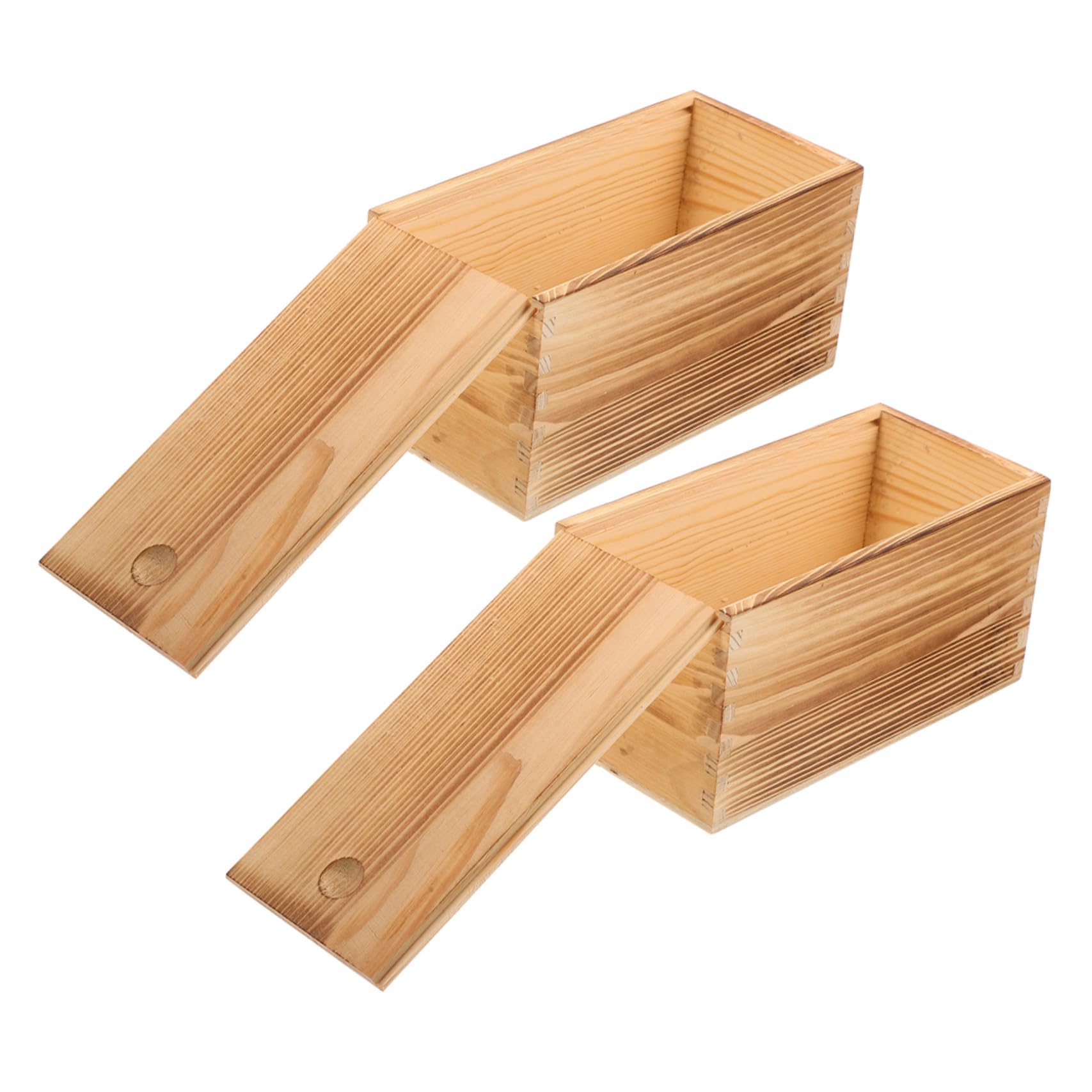 Boîte à bijoux de bureau en bois coulissant Artibetter 2pcs