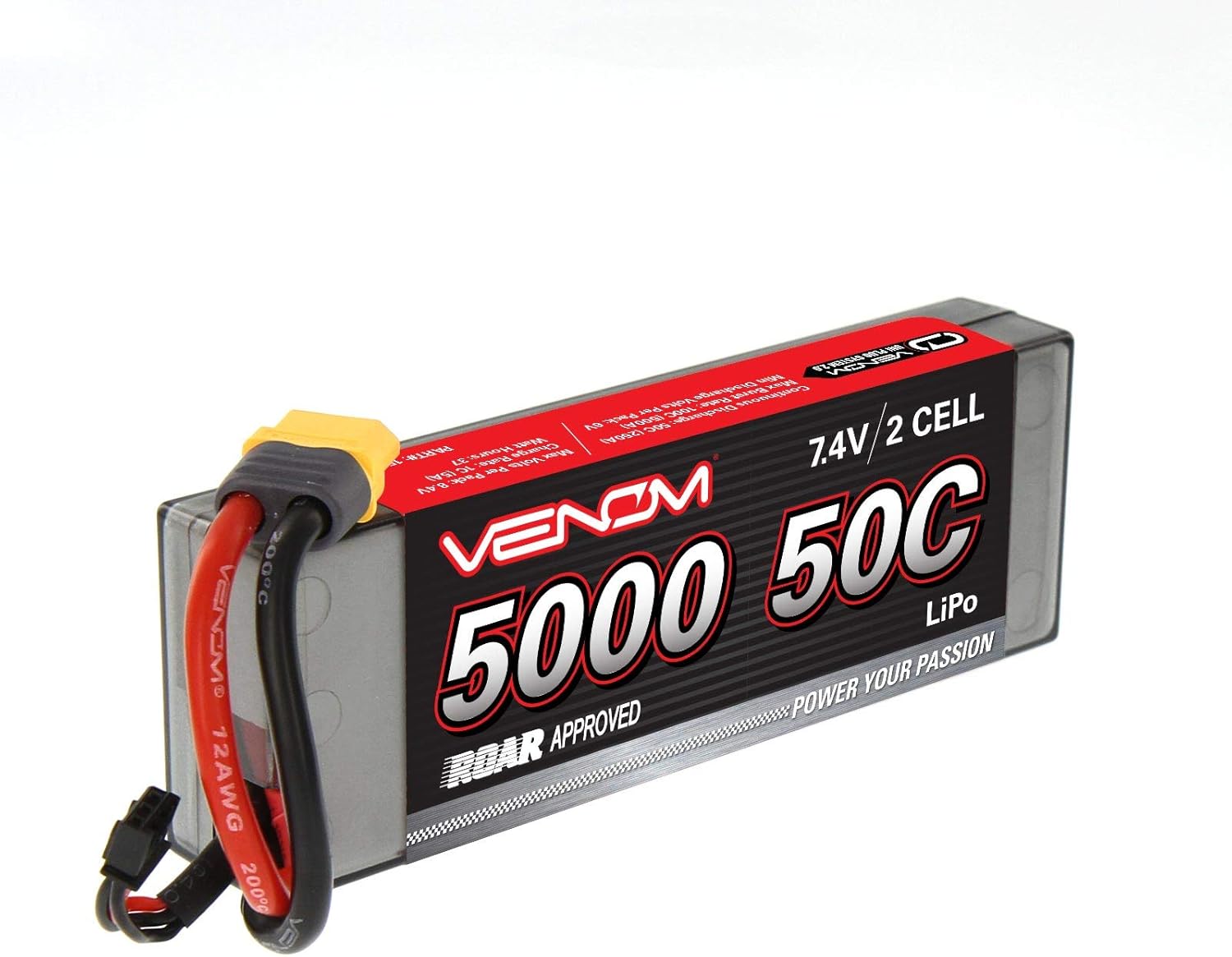 Up To 40% OFF Venom Sport Power 50C 2S 5000mAh 7.4V LiPo Battery Roar Approved with Universal Plug (EC3/Deans//Tamiya)