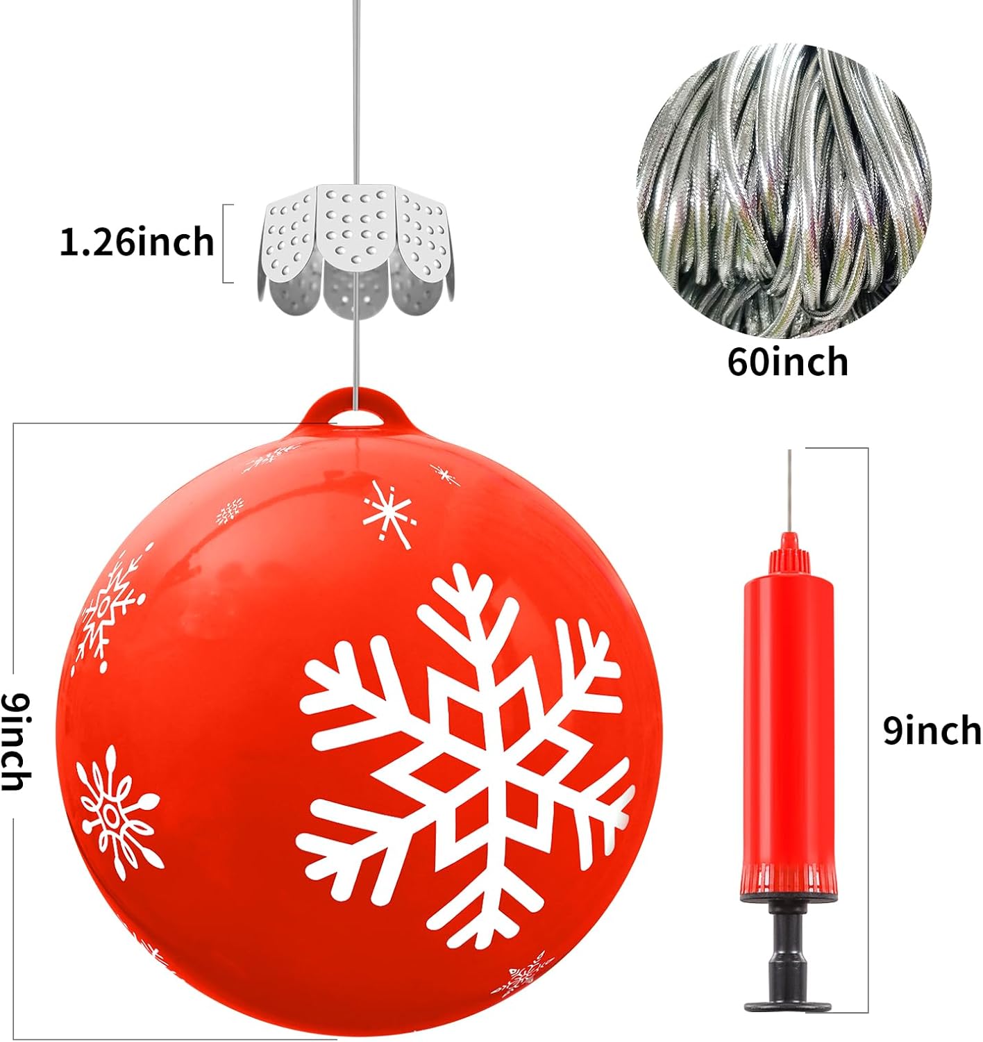 12 Pcs Outdoor Christmas Decorations, Large Inflatable Balls for Yards, Lawns, Porches, Gardens, Front Doors or Windows Christmas Decorated (9 Inch Balls)