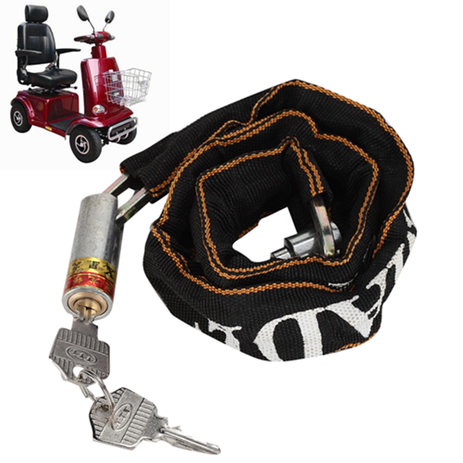 KooingTech Mobility Scooter Lock, Bike Chain Lock with Key for Mobility Scooter Electric Bikes Wheelchair