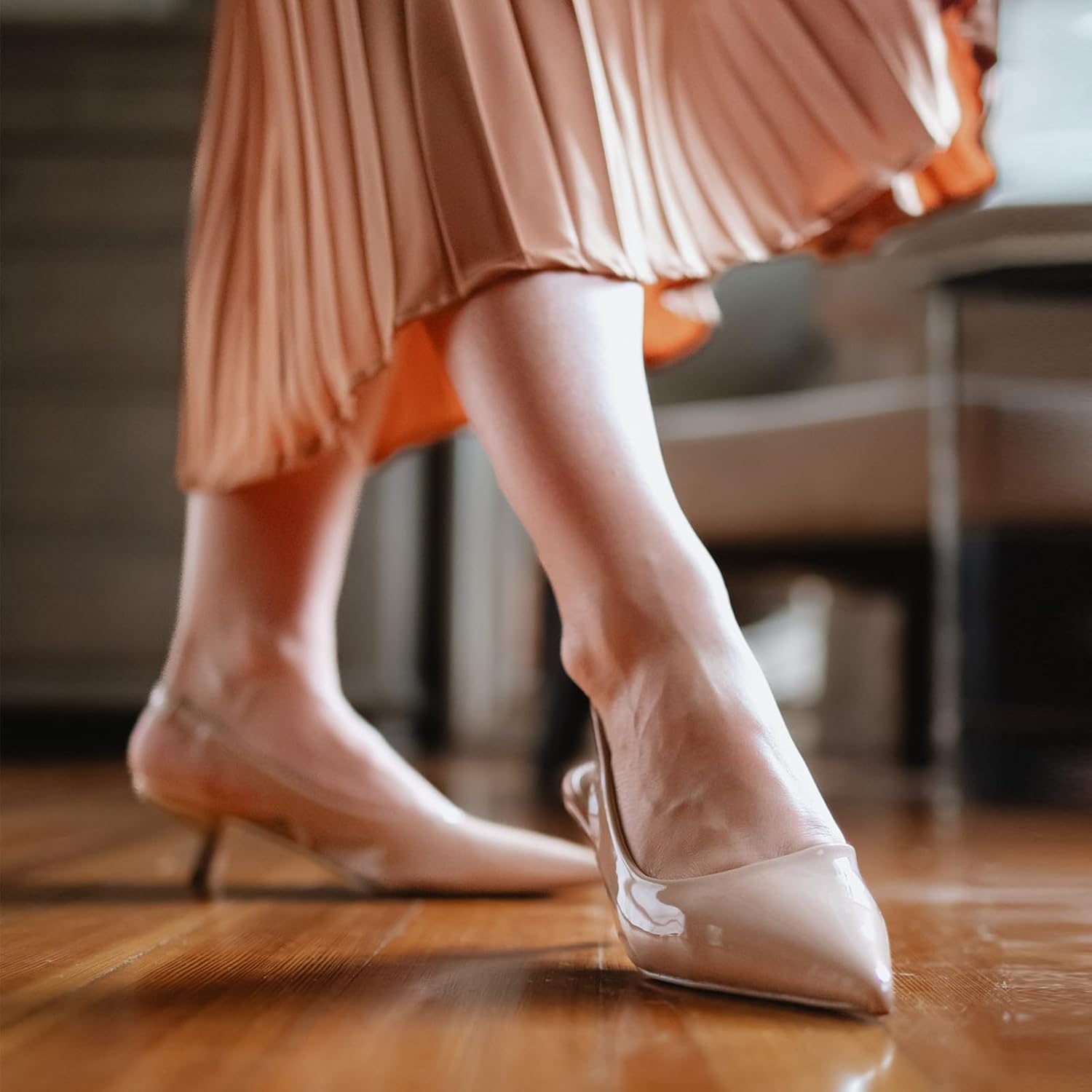 JENN ARDOR Slingback Heels for Women Low Heels Dress Shoes Kitten Pumps Dressy Heeled Sandals Wide Width Fashion Casual Shoes - Image 4