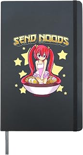 Send Noods Cute Anime Girl in a Ramen Bowl Hardcover Journal, Black