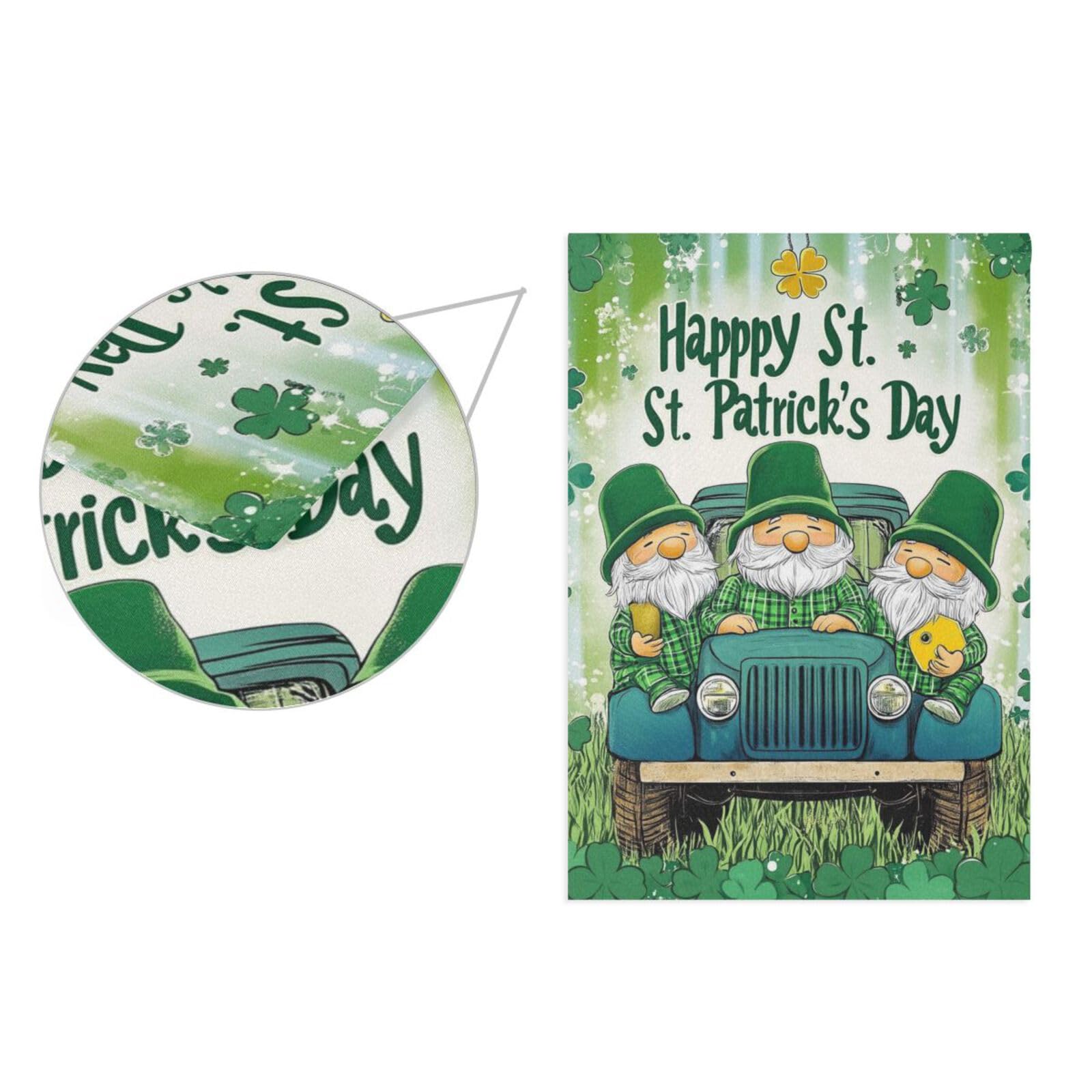 Texupday St. Patrick's Day Gartenflagge – Kleeblatt-Eule Design, 30,5 X 45,7 Cm, Wetterfest