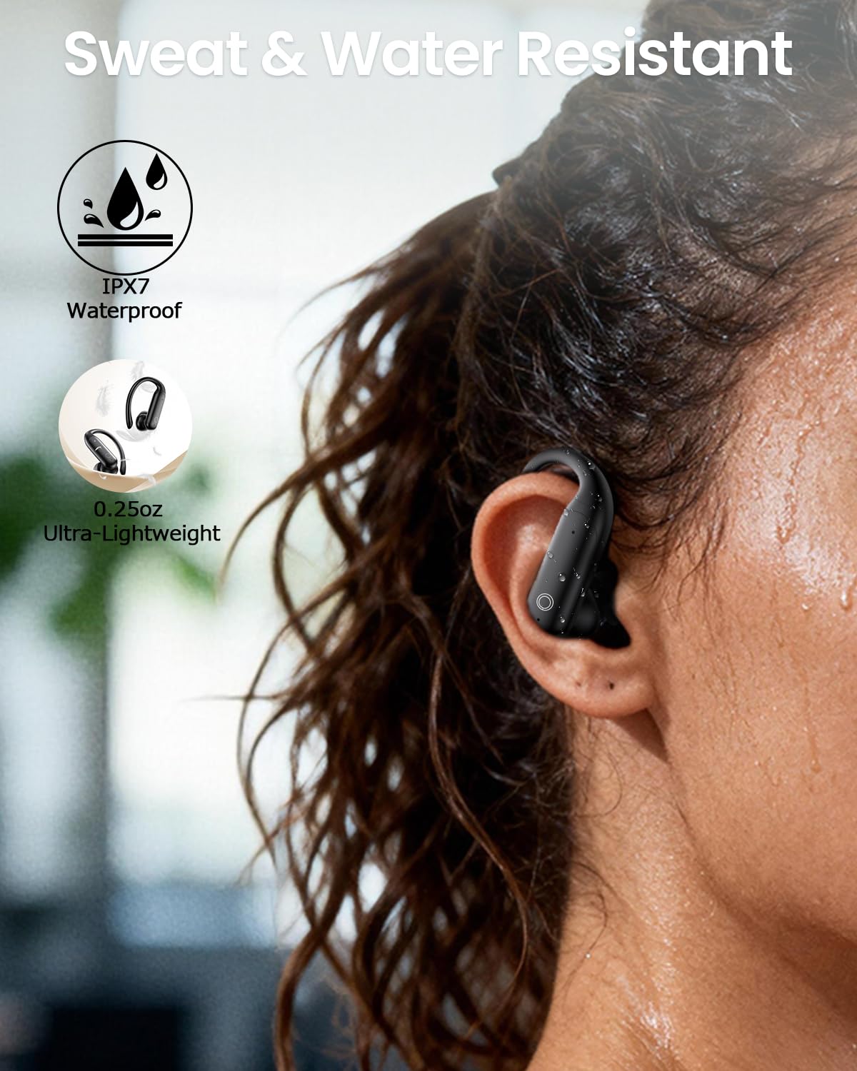LEEMC Auricolari wireless, Bluetooth 6.0, con touch screen, ANC ENC con cancellazione del rumore, bassi 40H, suono stereo over-ear per iOS, Android, sport, allenamento, ossidiana