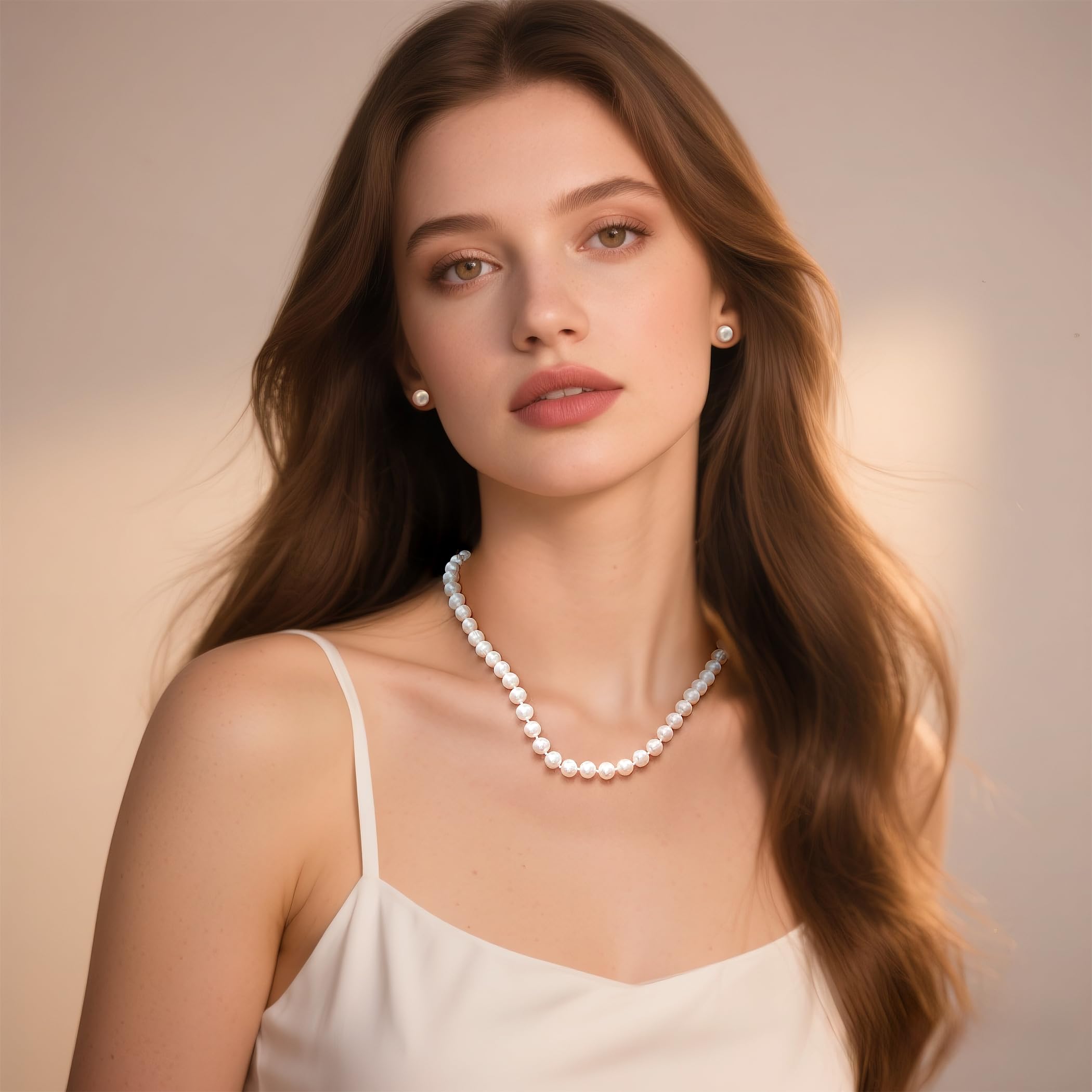 YAMI set perle (collana + bracciale + orecchini), perle di alta qualità coltivate in acqua dolce, argento 925 sterling ipoallergenico, qualità e bellezza, adatto come regalo di Natale, 45 + 5 cm