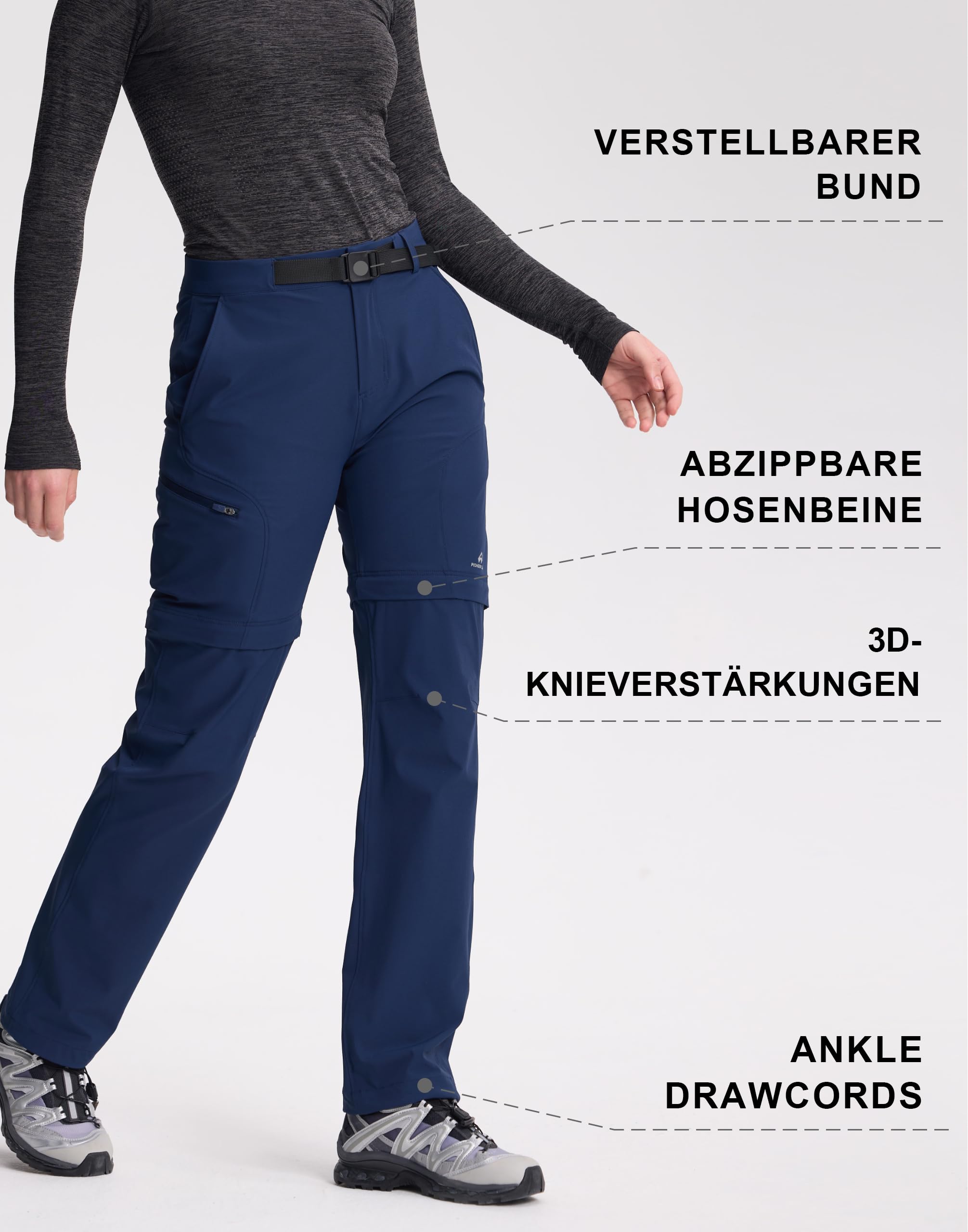 Pioneer Camp Wanderhose Damen Zip Off Outdoor Hosen Für Damen Hose Trekkinghose Funktionshose Kletterhose Schnelltrocknend Wasserabweisend-Reisen, Camping, Wandern, Angeln
