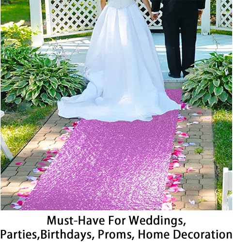 Miniatura 10 de ShinyBeauty Camino de pasillo de boda de 3 x 15 pies, con lentejuelas blancas, brillante, para ceremonias de bodas, interiores y exteriores (3 x 15