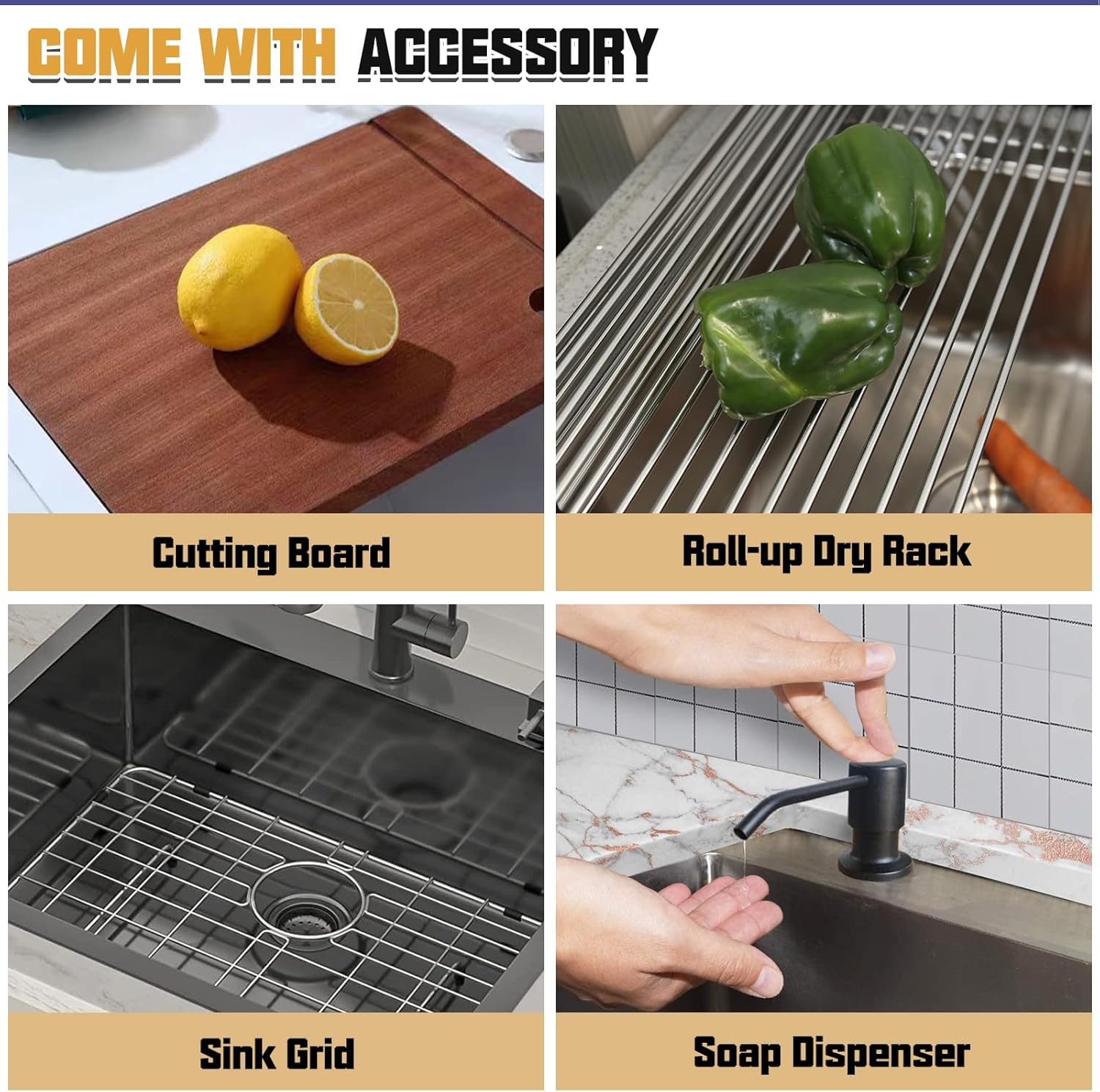 Black Stainless Steel Drop In Single Bowl Sink, 21"x18" With Dust Lid, Built-in Ledge Topmount Workstation Sink for Outdoor & Indoor Kitchens