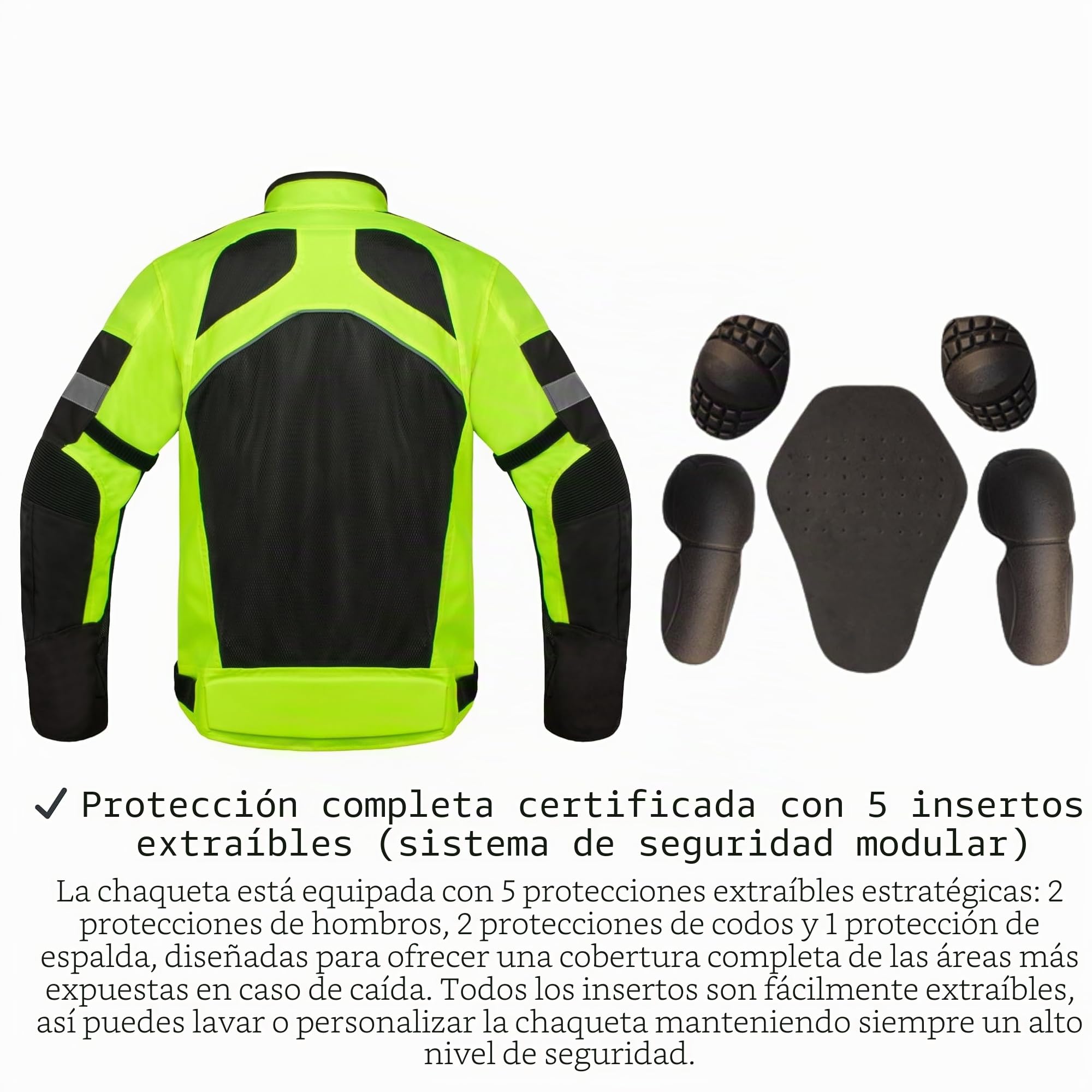 Msport Chaqueta de Moto 4 Estaciones Impermeable – Chaqueta Cortaviento Reflectante de Alta Visibilidad con Protecciones