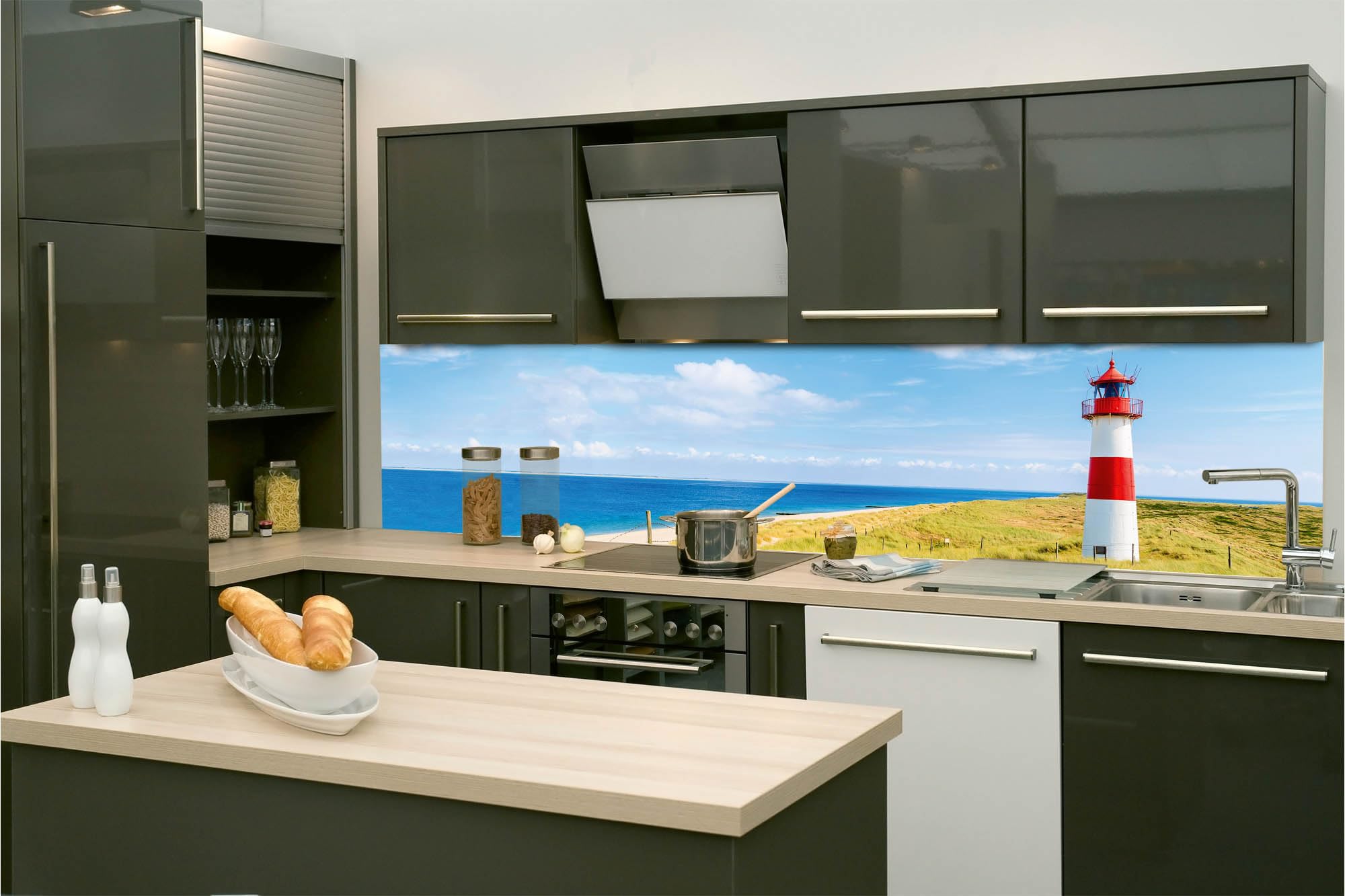 Dimex Pellicola autoadesiva per parete posteriore della cucina, faro 260 x 60 cm, pellicola adesiva, protezione dagli schizzi per cucina, made in EU
