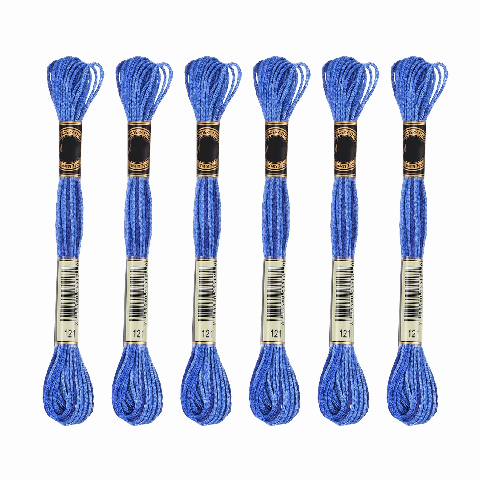 PATIKIL 6 Skeins Embroidery Floss, Gradient Colors Polyester Embroidery Threads Bracelets String for Cross-Stitch Hand Embroidery, Dark Blue — image 1