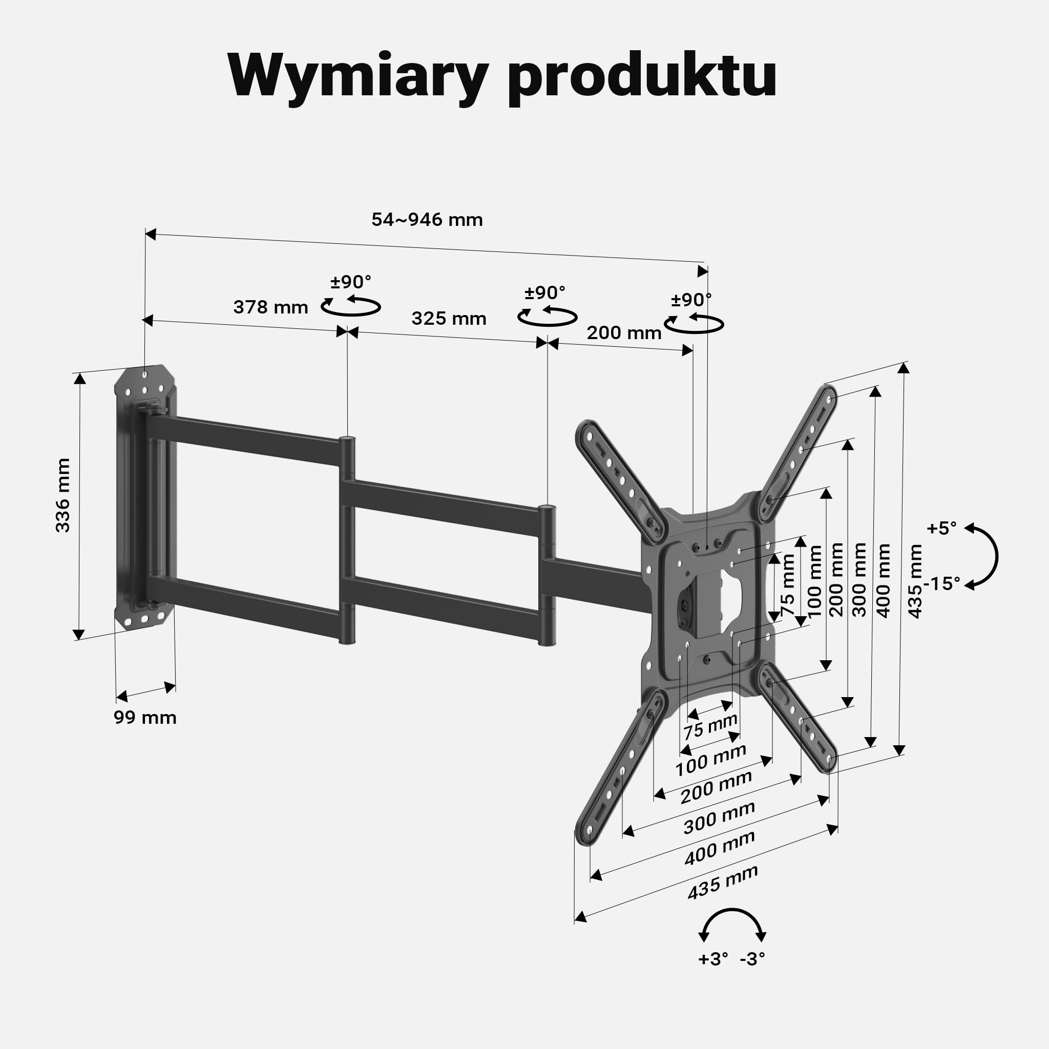 Wiltec Uchwyt TV 23"-65", ścienny wieszak do telewizorów o wadze do 35 kg, oszczędzające miejsce mocowanie