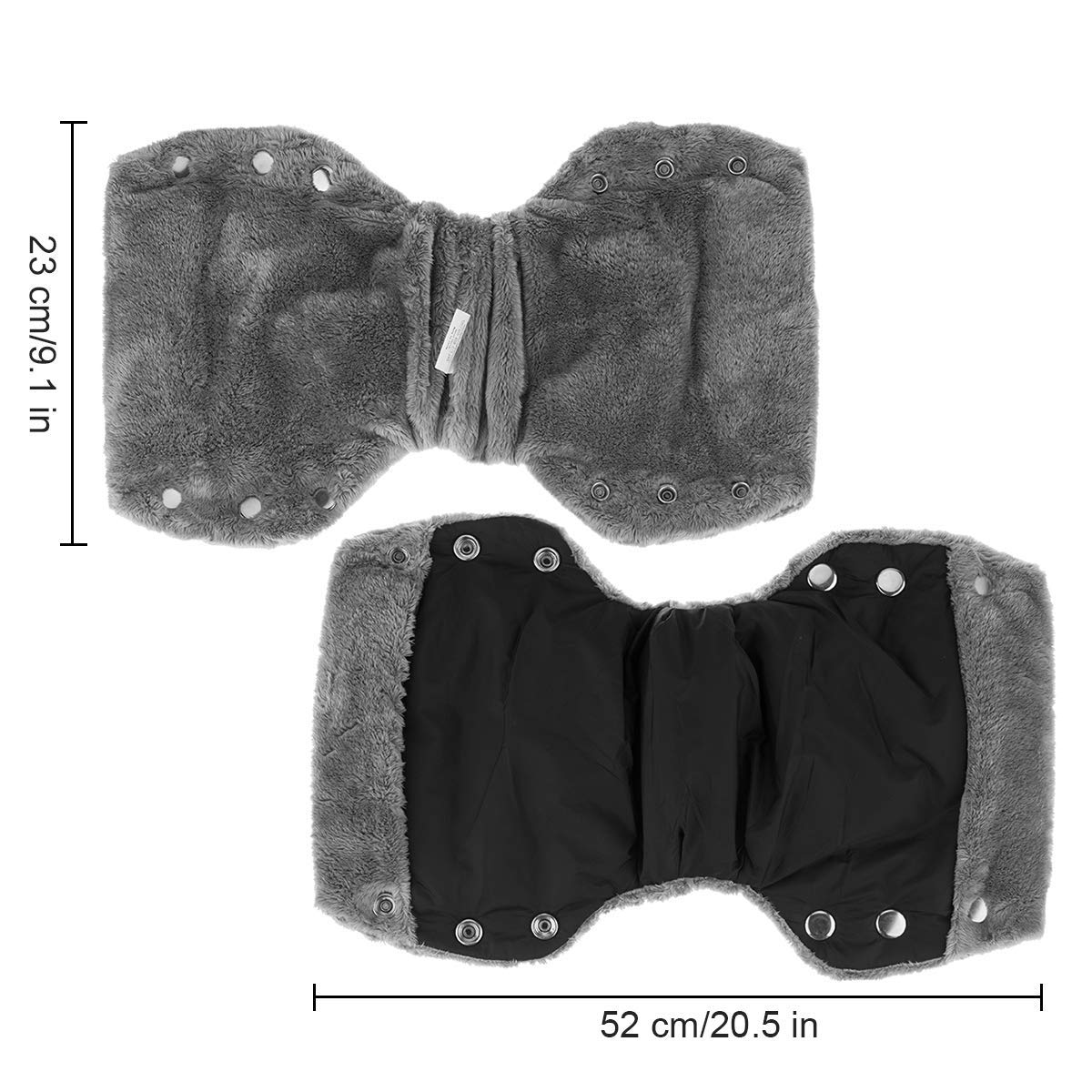 Guanti Passeggino Scaldamani per Passeggino, Antigelo Guanti Manicotto Guanti impermeabili con Interno in Pile, Proteggi-mani accessori di dimensioni universali per passeggino (1-Nero)