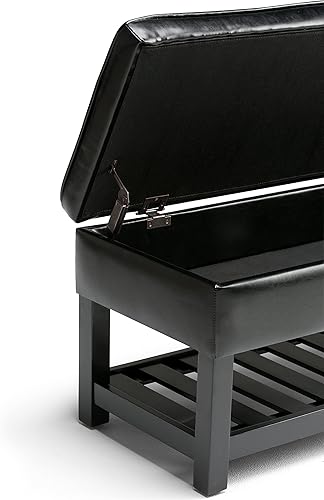 Miniatura 39 de SIMPLIHOME Cosmopolitan - Banco otomano rectangular de transición de 44 pulgadas de ancho con parte inferior abierta en piel sintética vegana gris