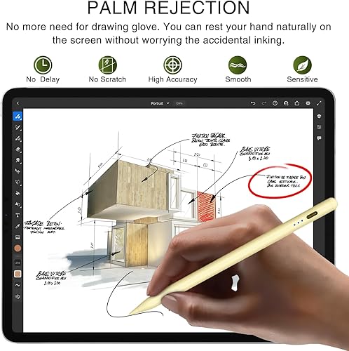Miniatura 4 de Lápiz para iPad 2018-2025, HATOKU 15 minutos de carga rápida de 1 generación con inclinación y rechazo de palma compatible con iPad Air 345M2M3,