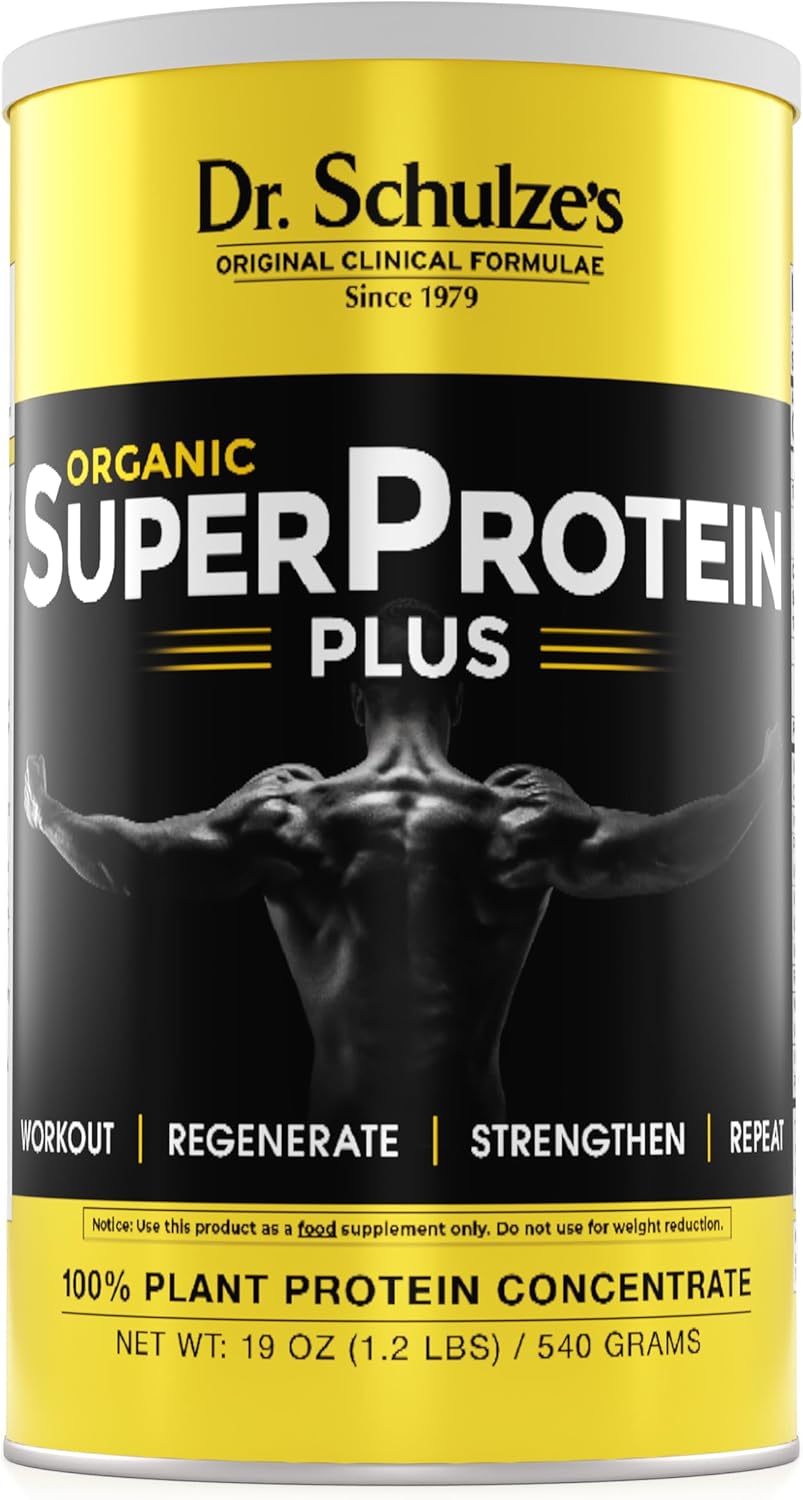 Dr. Schulze's SuperProtein Plus - Plant-Based Protein Powder - Active Lifestyle Supplement - Supports Muscle Health - Drink Mix - Gluten-Free & Vegan - 19 oz (20 Servings)