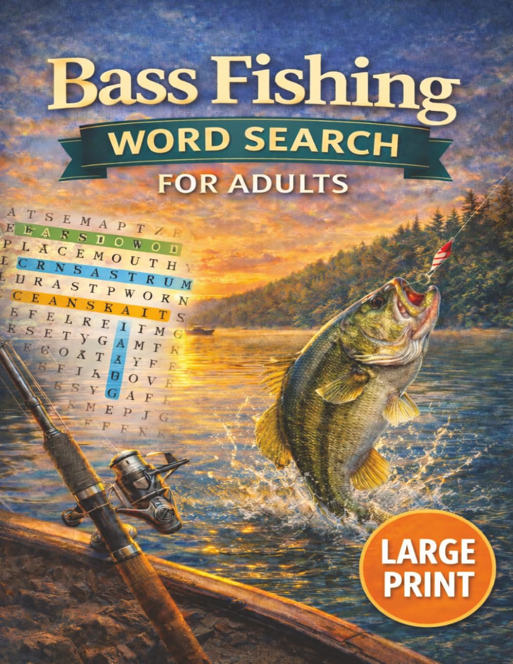 Bass Fishing Word Search for Adults: Large Print Puzzles for Anglers, Fishermen & Outdoor Lovers | Relaxing Brain Games for Stress Relief & Focus