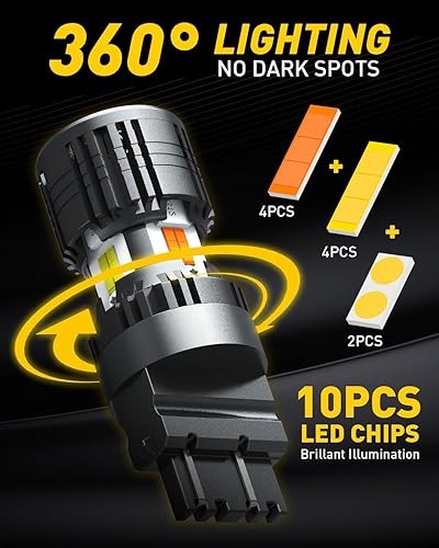 Miniatura 89 de AUXITO CANBUS 7440 Bombillas LED amarillo ámbar 4000 lúmenes para luces intermitentes con resistencia incorporada, antihiperflash 7440NA T20 7441