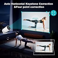 Vista 6 de Mini proyector, compatible con proyector portátil 4K 1080P con doble banda WIFI6 5G inalámbrico 5.2 Bluetooth Android 11, 160 lúmenes ANSI, rotación