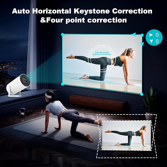 Mini Projector,Support 4K 1080P Portable Projector with Dual Band WIFI6 5G Wireless 5.0 Bluetooth Android 11, 200 ANSI Lumens, 180° Rotatable, Auto Keystone Correction, 35-130 Screen Video Projector