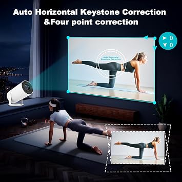 Mini Projector,Support 4K 1080P Portable Projector with Dual Band WIFI6 5G Wireless 5.0 Bluetooth Android 11, 200 ANSI Lumens, 180° Rotatable, Auto Keystone Correction, 35-130 Screen Video Projector