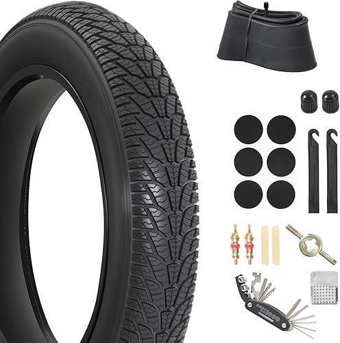 2 neumáticos gruesos para bicicleta de 20 x 3.0, 2 tubos de neumáticos gruesos de 20 x 3.0 y kit de herramientas de reparación de bicicletas,