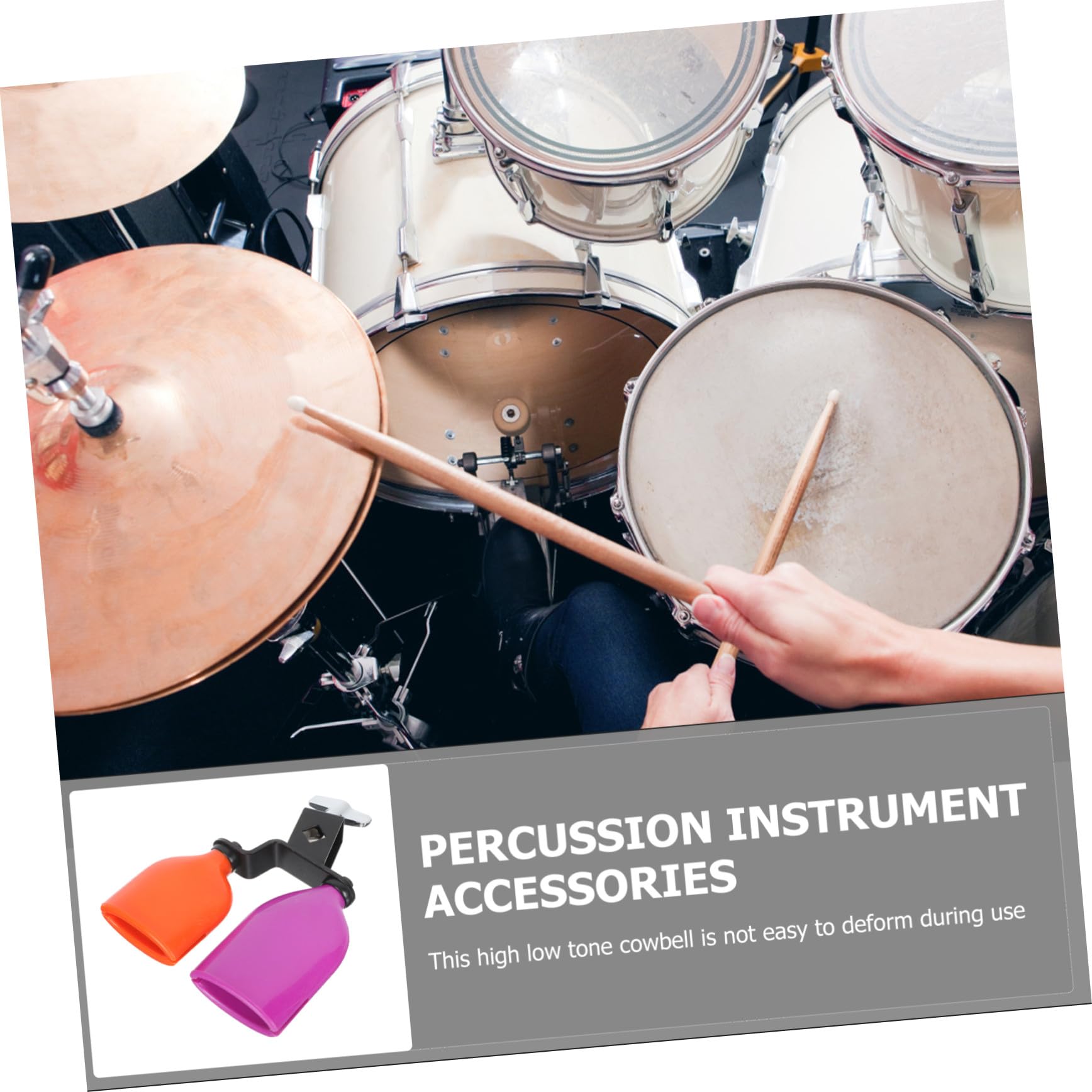 Cencerro para Batería de Tono Alto Soporte Ajustable y Tornillo, Accesorio para Instrumento de Percusión Compatible Drum Set y Drum Kit