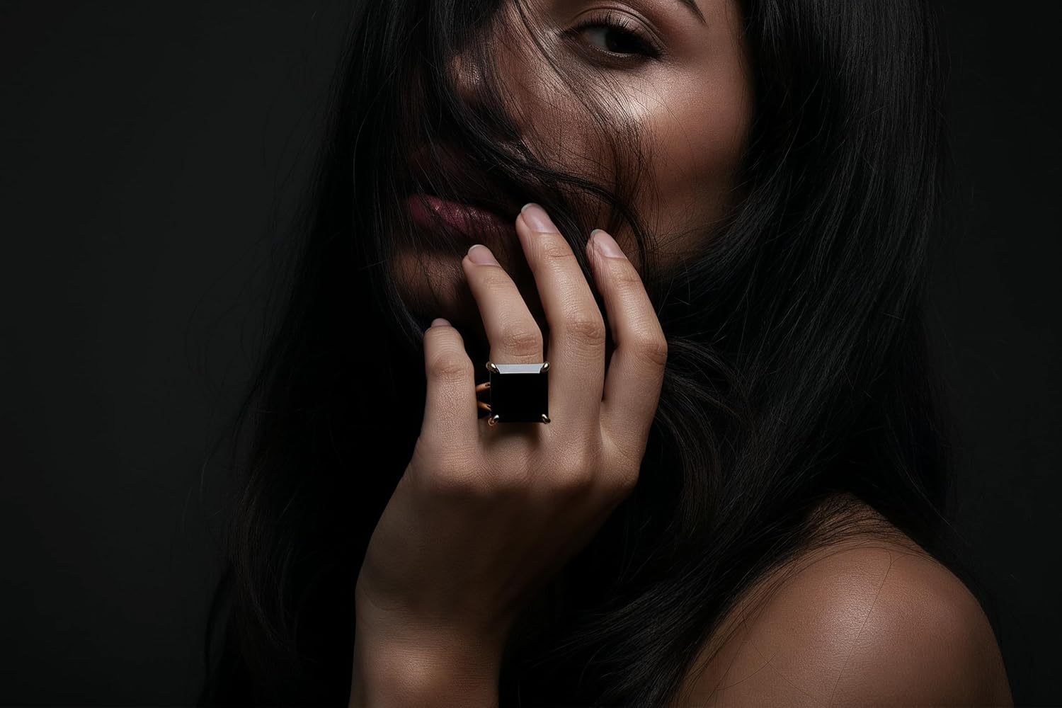 Stunning Black Rings for Women - Handcrafted Black Onyx Jewelry in 14k Gold - Elegant Gold Rings for Every Accessory Need - with Jewelry Box - Image 2