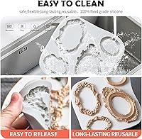 Vista 5 de KALAIEN Marco Sugarcraft Oval Espejo Marcos Silicona Molde Herramientas para Hornear