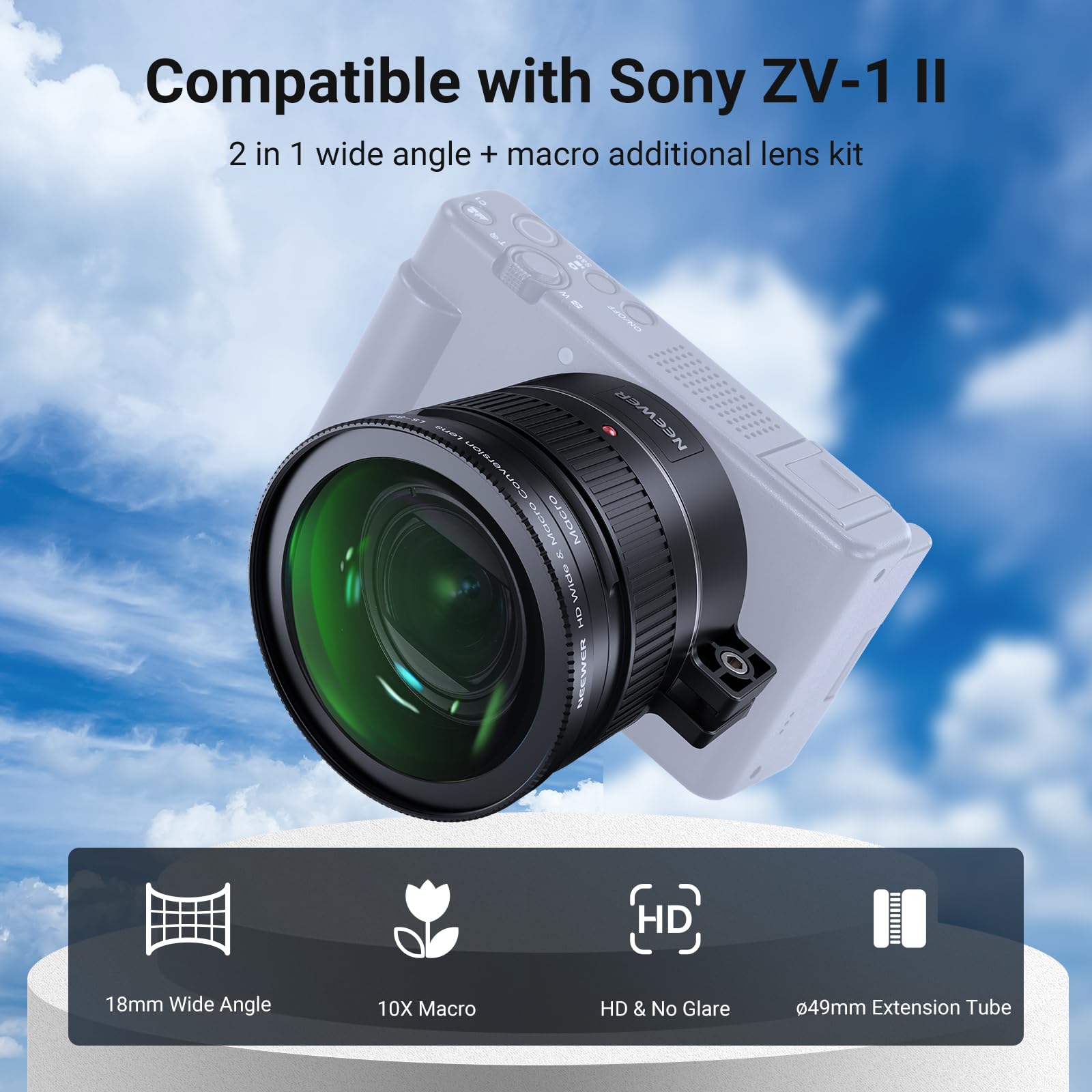 Amazon.com : NEEWER Wide Angle Lens Compatible with Sony ZV-1 II