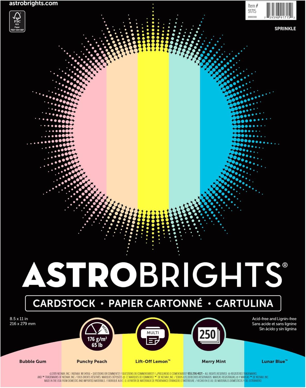 Astrobrights Color Card Stock, Letter Size, 65 Lb