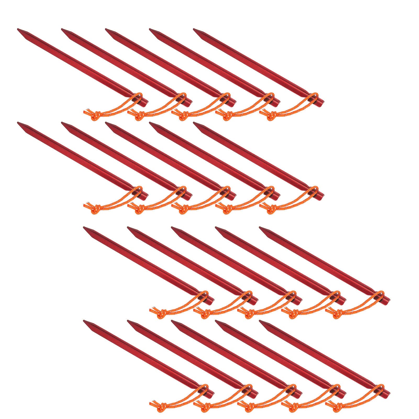 Picchetti per Tenda Resistenti da Campeggio, 20 Pezzi, Picchetti Impermeabili in Lega di Alluminio, Lunghezza 23 Cm, Design Leggero (Rossa)