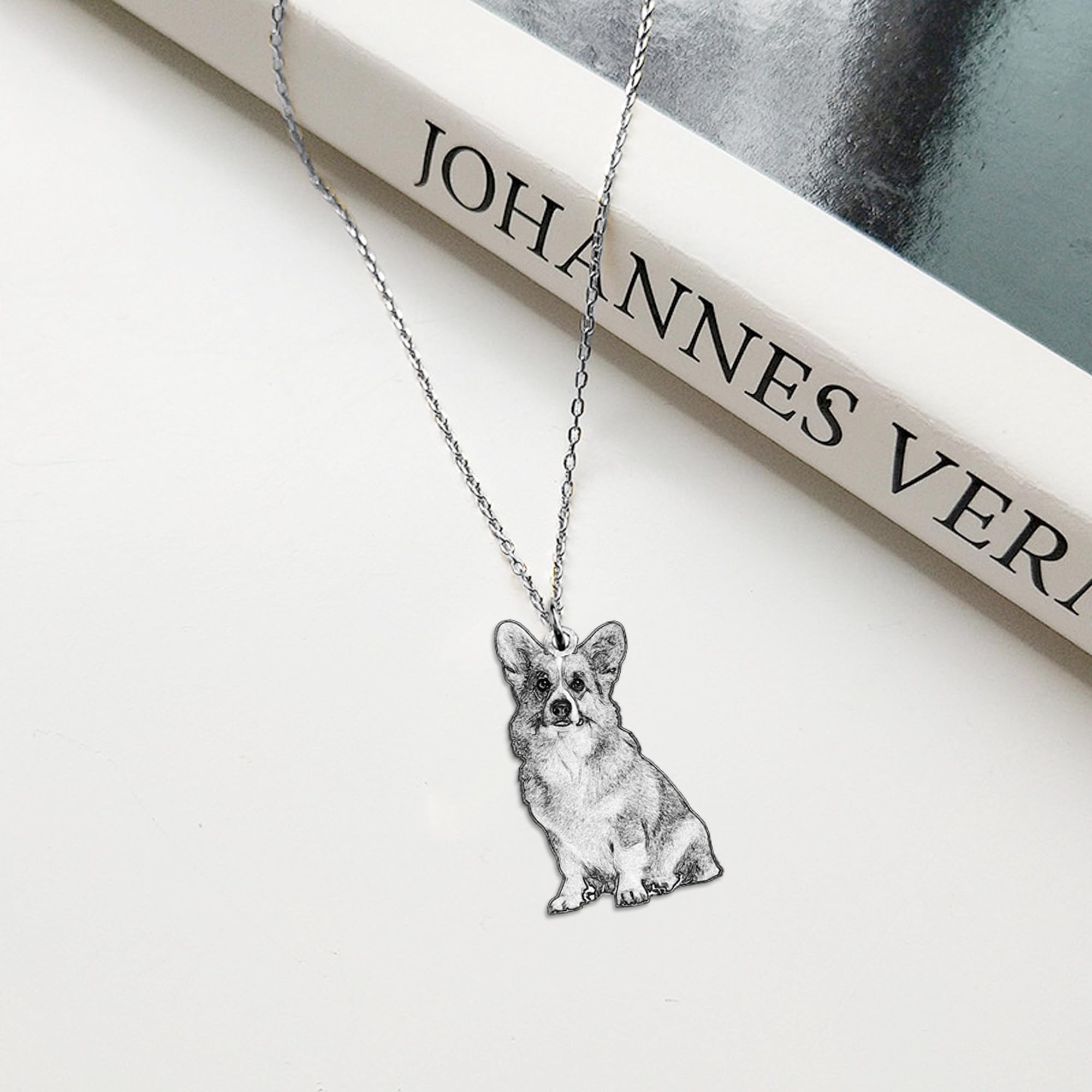 Regali commemorativi personalizzati per animali domestici Collana di immagini in argento 925 Collana personalizzata con foto di cani gatti Ritratto di animale domestico Collana incisa
