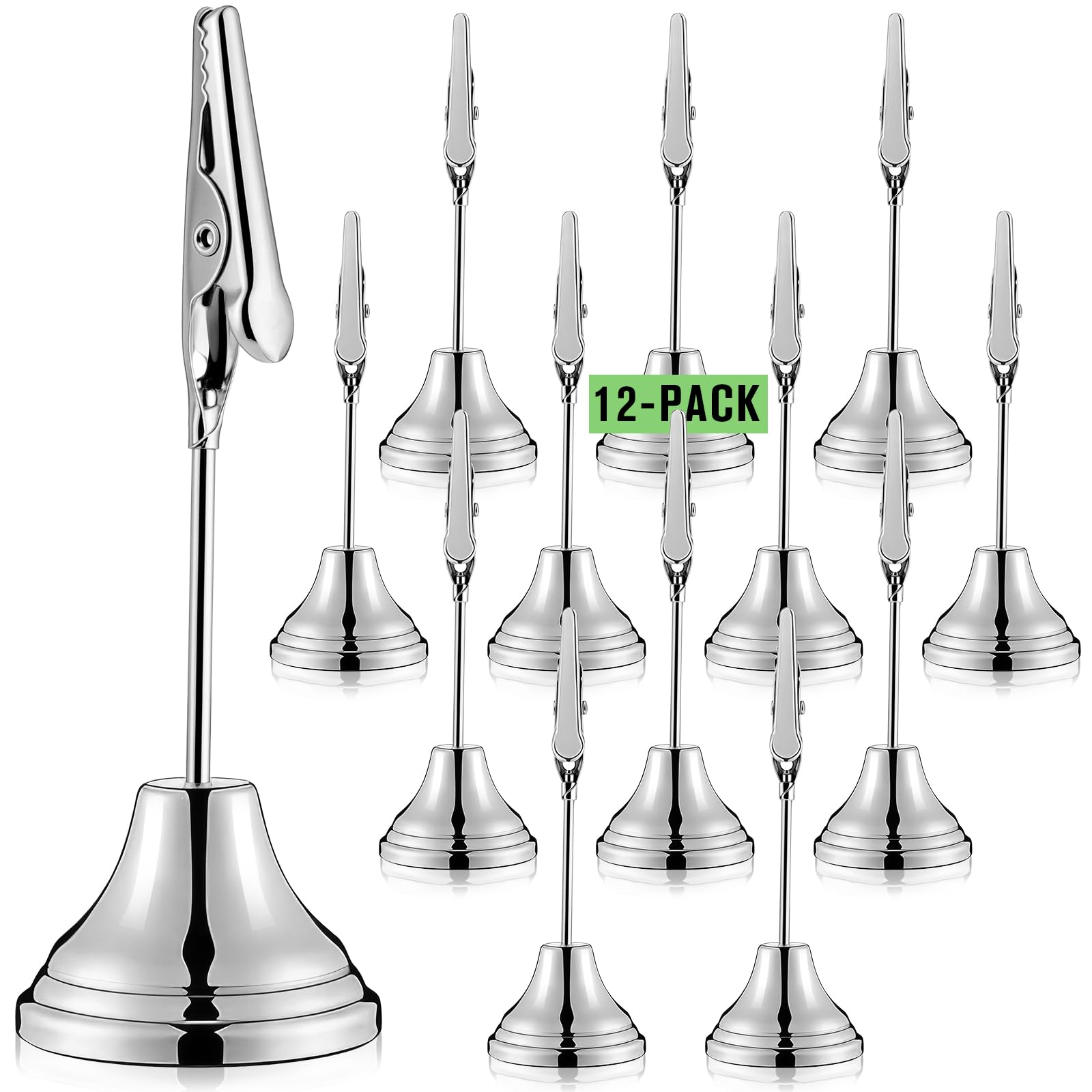 Skyygemm 12 Pcs Table Number Holders Metal Alligator Clip, Silver, 3 Inch