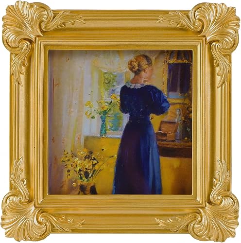 SIKOO 4x4 Vintage Picture Frames Small 4x4 Antique Ornate Gold Picture Frame Squ