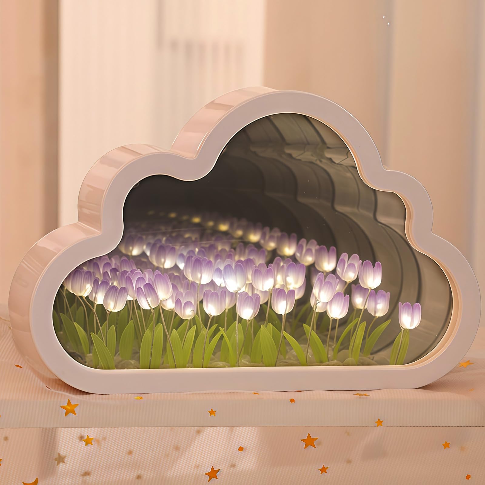 AWSOLAR Cloud Tulip Lamp, Cute Lamp, Flower Night Light Gifts for Girlfriend, Mom, Lovers, Friends