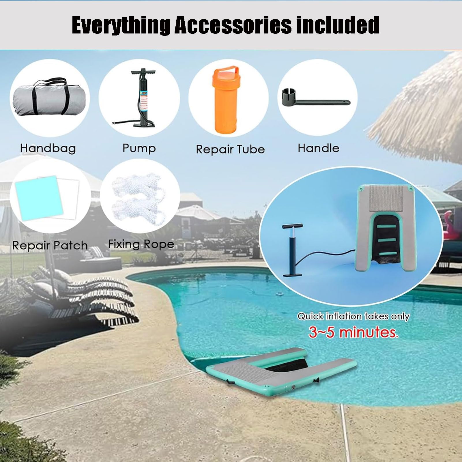 Plataforma de EVA para Perros - Rampa Flotante Inflable Antideslizante para Agua: Piscinas, Playas, Lagos y Pontones, para Perros de 60 kg, 150x100x10 cm