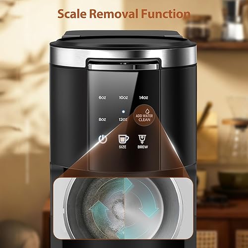 Miniatura 5 de WAA Cafetera de una sola porción, cafetera 2 en 1 para cápsulas y café molido, tamaño de preparación de 6 a 14 onzas, depósito extraíble de 40