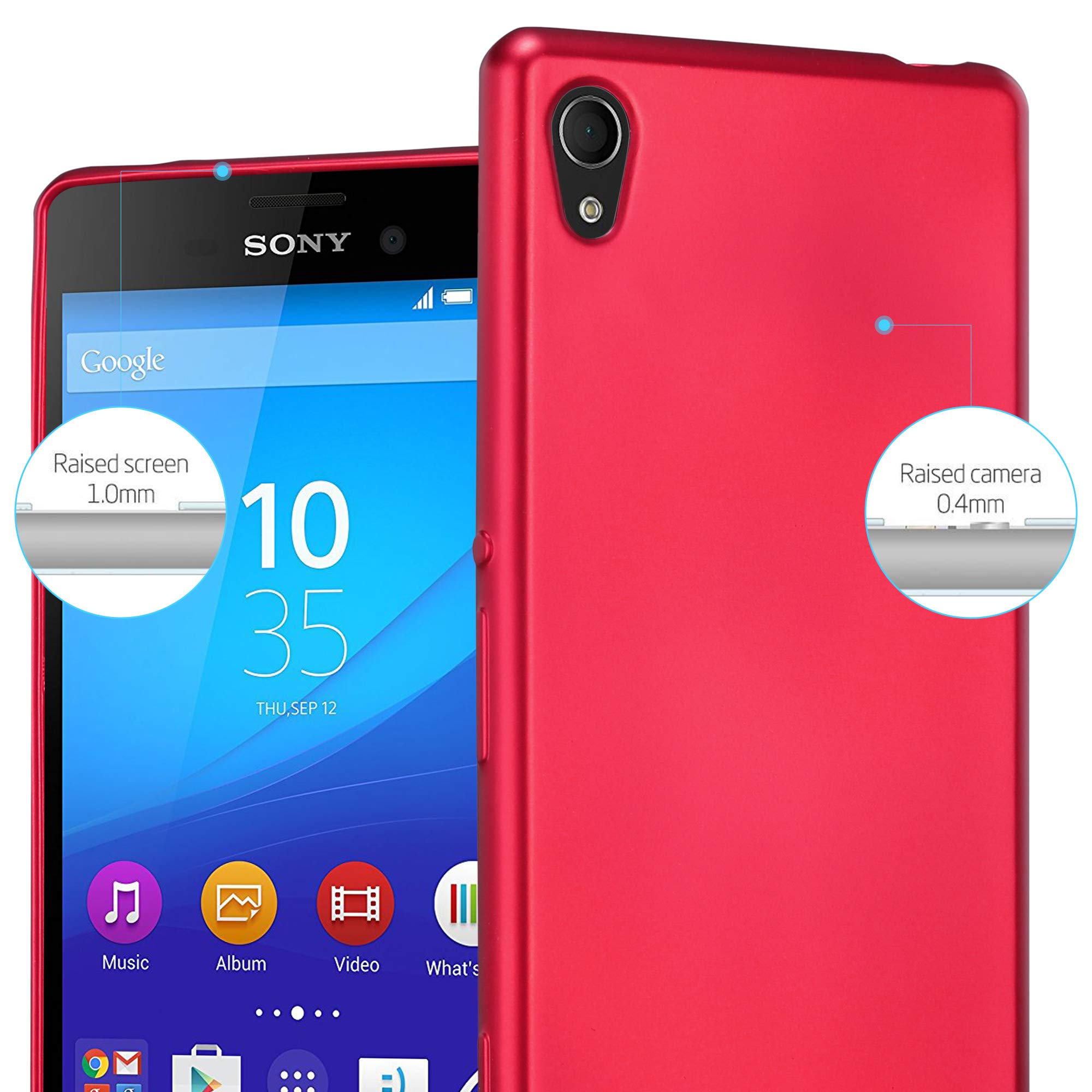 Cadorabo Custodia protettiva per Sony Xperia M2 / M2 AQUA Custodia in rosso Custodia rigida Custodia per cellulare Cover