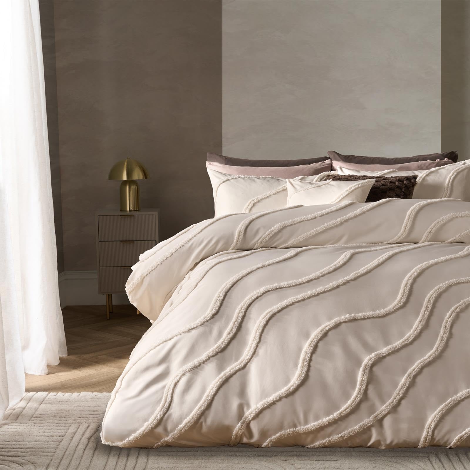 OHS Double Duvet Set - Ivory - Tufted Contour