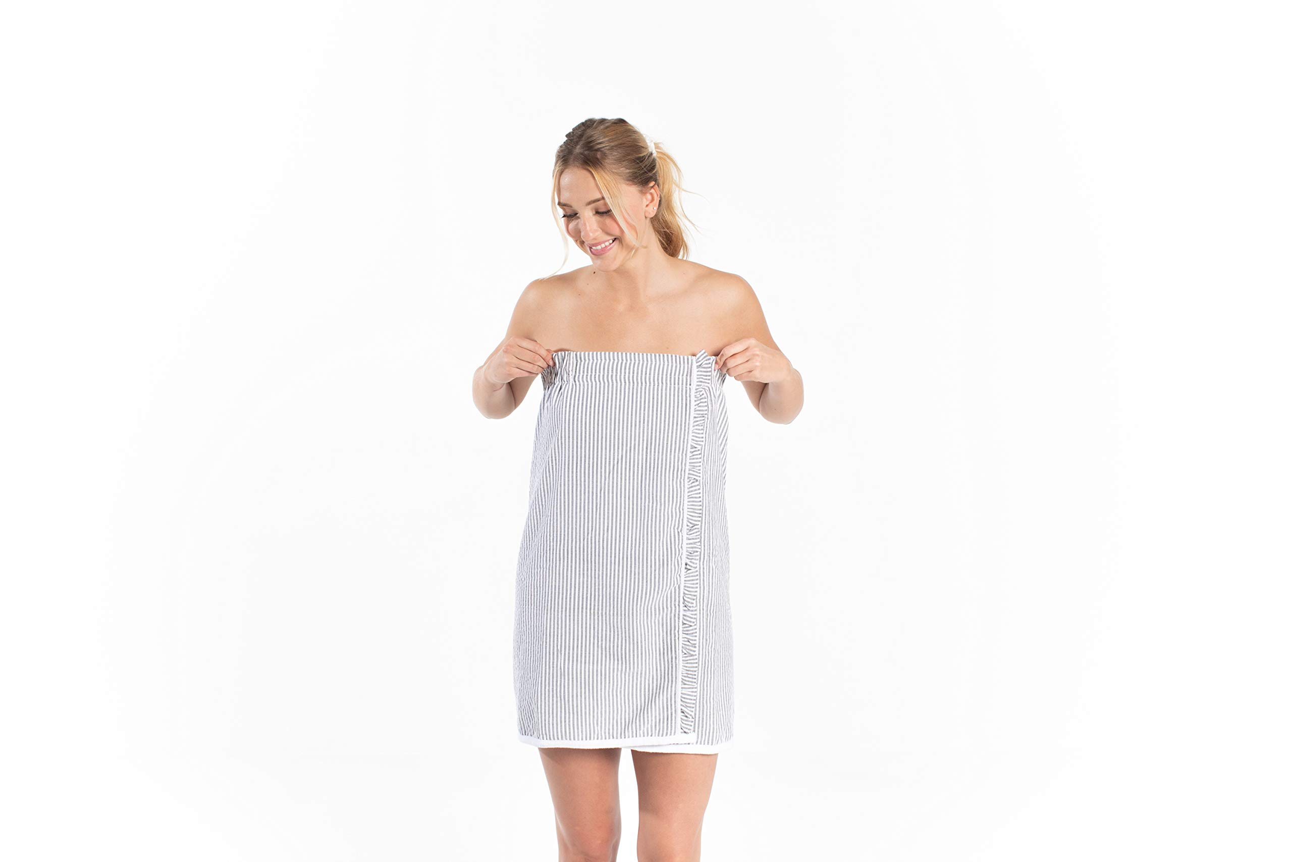 Seersucker Spa Wrap - Black