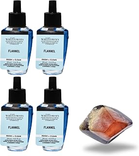 Flannel - White Barn Bath/Body - 4 Pack Wallflowers Home Fragrance Refills 0.8 fl oz / 24 mL and Stone Soap Natural (Packaging May Vary).