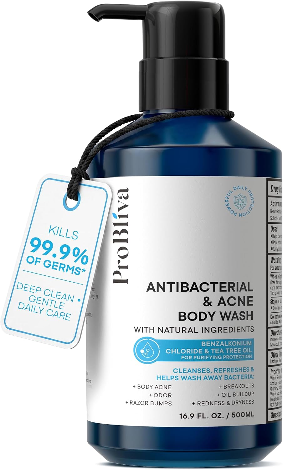 ProBliva Antibacterial Body Wash for Body Acne & Breakouts, Back Acne, Body Odor & Razor Bumps, Daily Body Wash & Body Soap for Oily & Acne-Prone Skin, Men & Women (Body Wash)