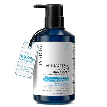 ProBliva Antibacterial Body Wash for Body Acne & Breakouts, Back Acne, Body Odor & Razor Bumps, Daily Body Wash & Body Soap for Oily & Acne-Prone Skin, Men & Women Body Wash
