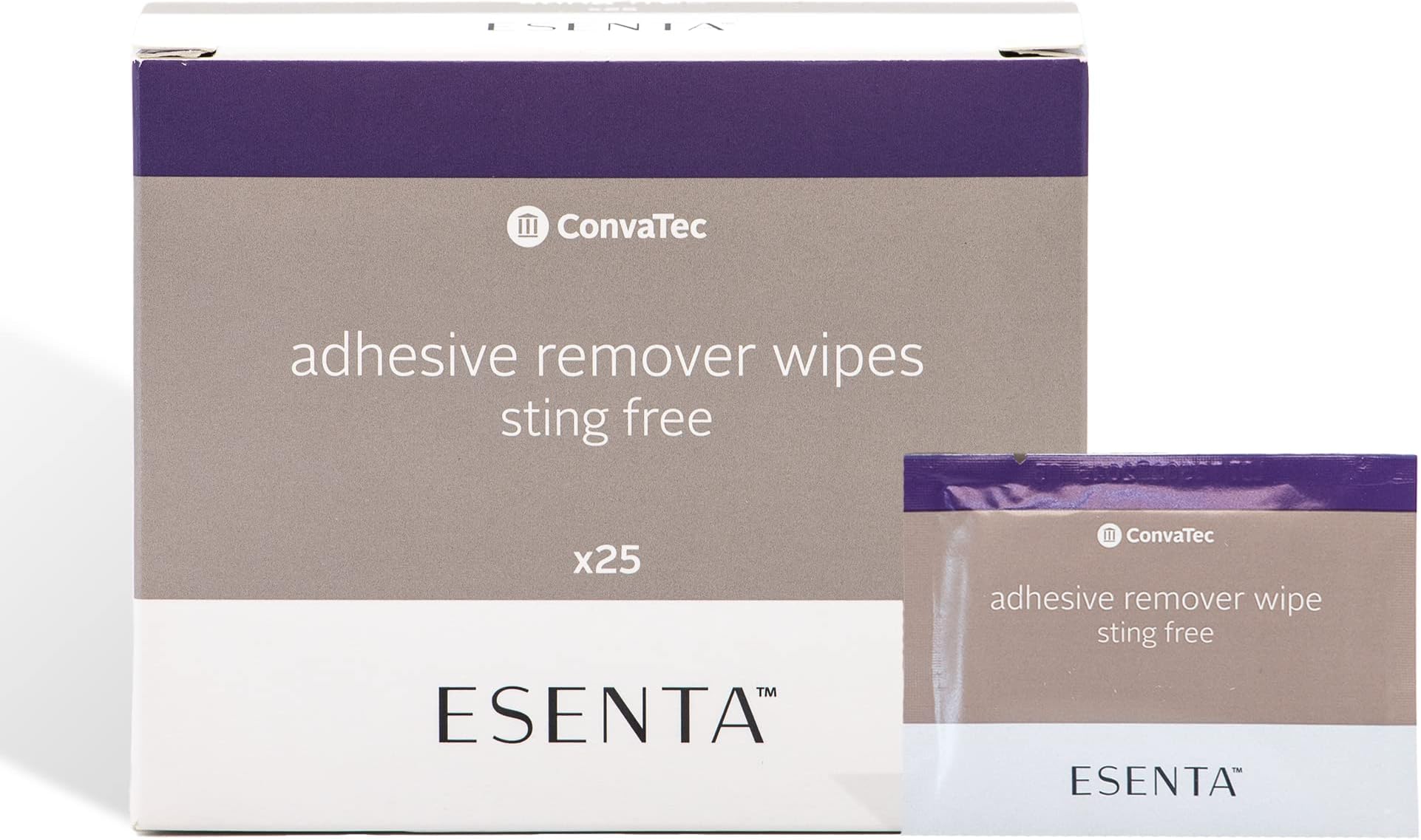 ESENTA Adhesive Remover Wipes for Around Stomas and Wounds, Sting Free, Alcohol Free, 25ct Box (Pack of 1)