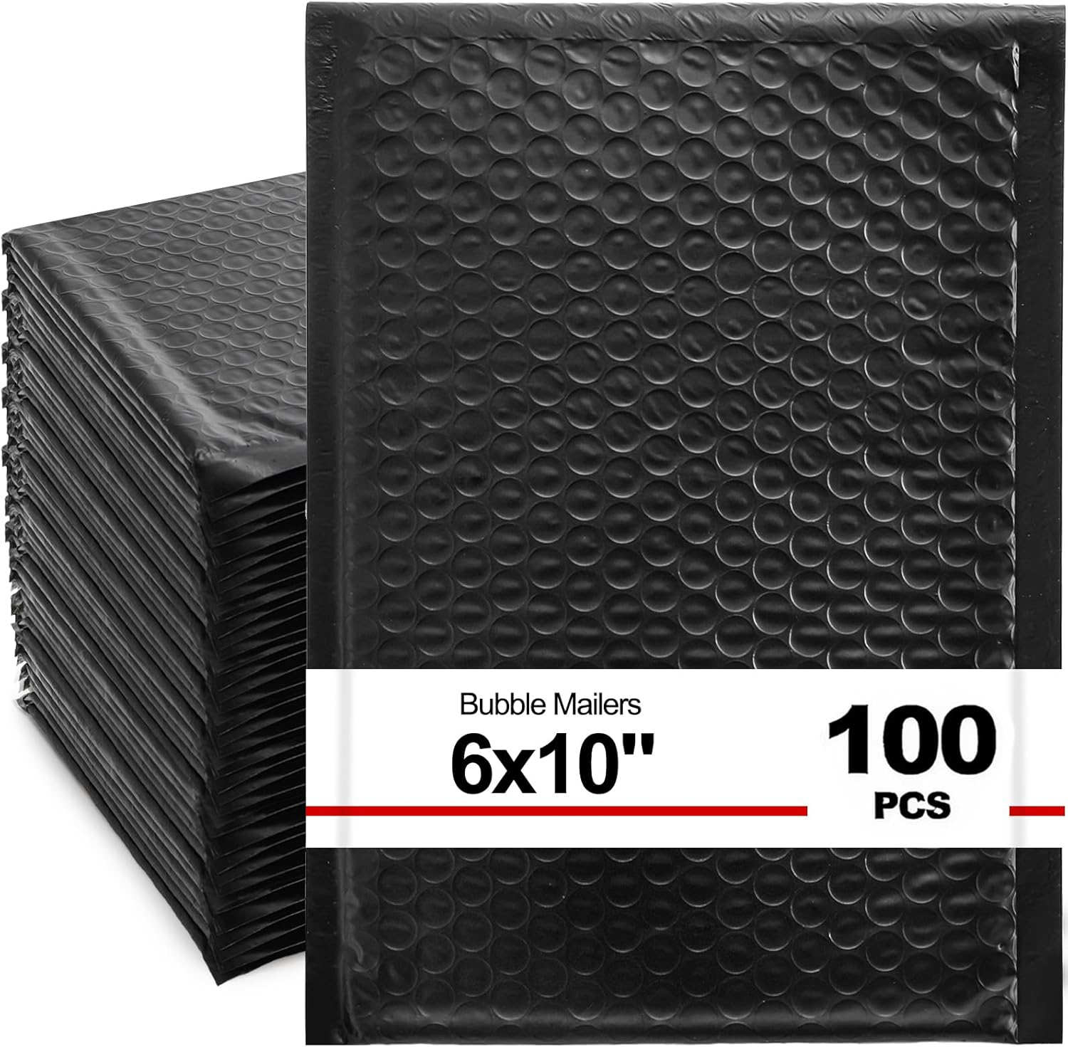 Nicunom 100 Pack Bubble Mailers 6x10", Usable Size 6x9" Self Seal Padded Envelopes Opaque Poly Wrap Bubble Bags Waterproof Shipping Bags for Small Business Mailing Makeup Jewelry Gifts, Black