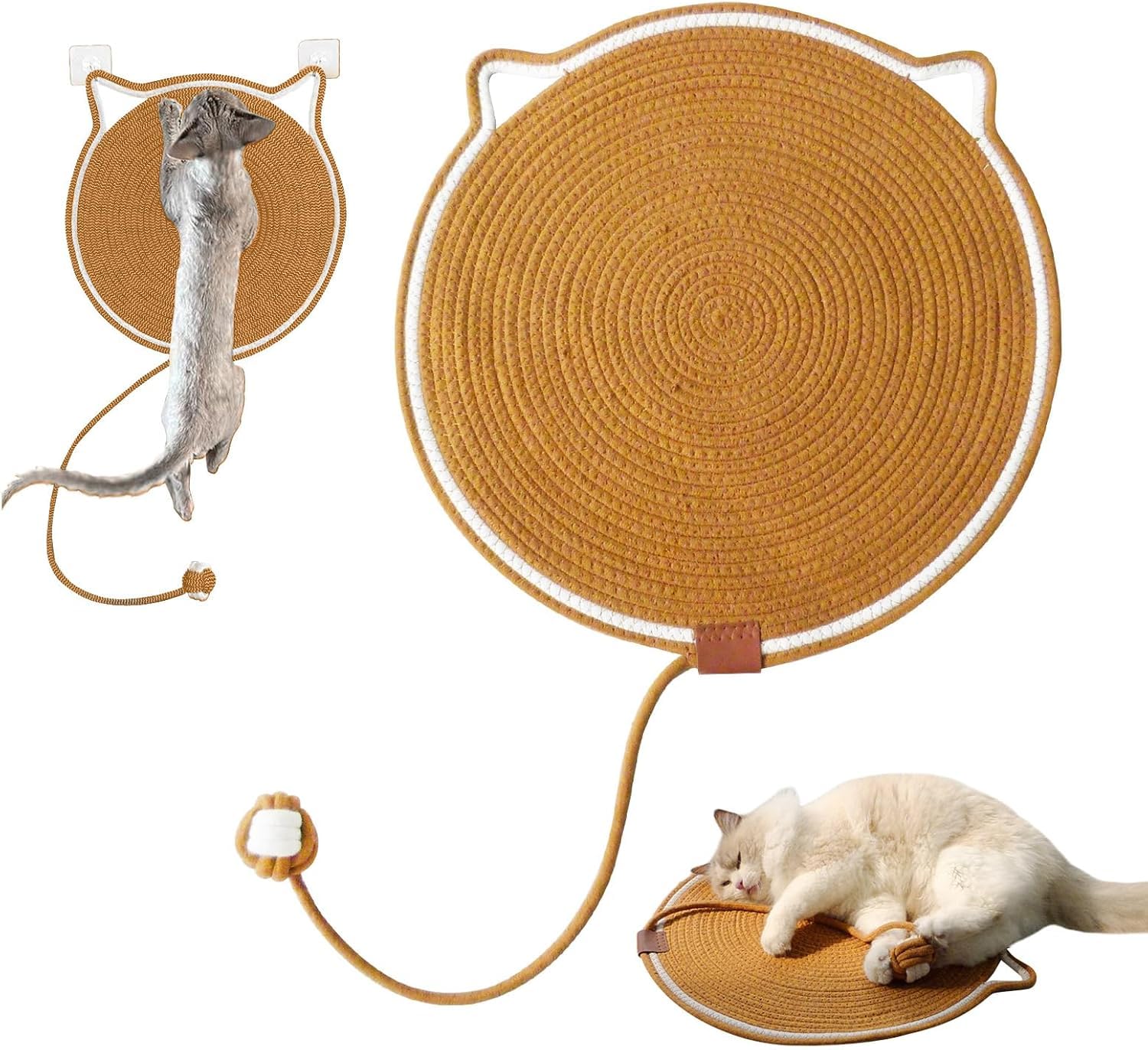BITTZOOT Cat Scratcher Mat, Natural Cotton Rope Cat Scratch Pad, 15.7 Round Horizontal Floor Cat Scratching Pads for Indoor Cats, Cat Furniture Protector for Wall, Couch, Carpets, Sofas (B0DDHQ1BSX) Amazon Price History, Amazon Price Tracker